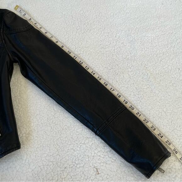 We The Free Dawn Black Vegan Leather Moto Jacket Double Breasted with Hood XS - Picture 10 of 16